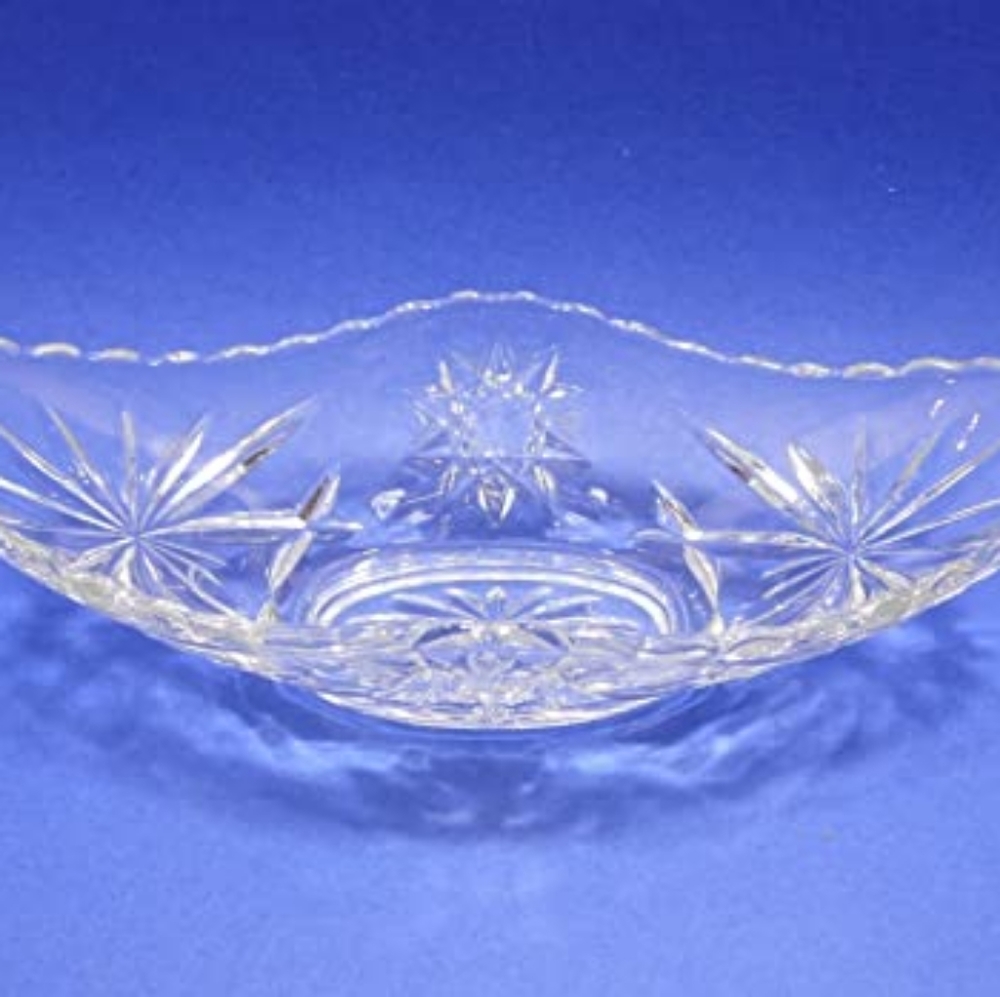 Vintage Anchor Hocking "Star of David" Cut Glass Gondola Boat~Candy Dish~Relish
